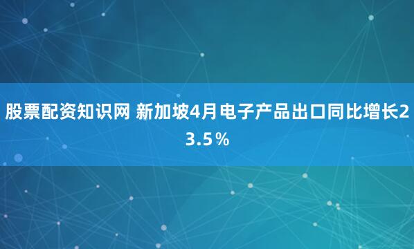 股票配资知识网 新加坡4月电子产品出口同比增长23.5％
