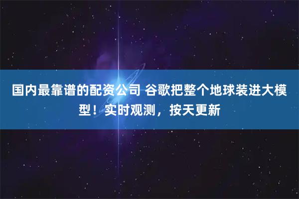 国内最靠谱的配资公司 谷歌把整个地球装进大模型！实时观测，按天更新